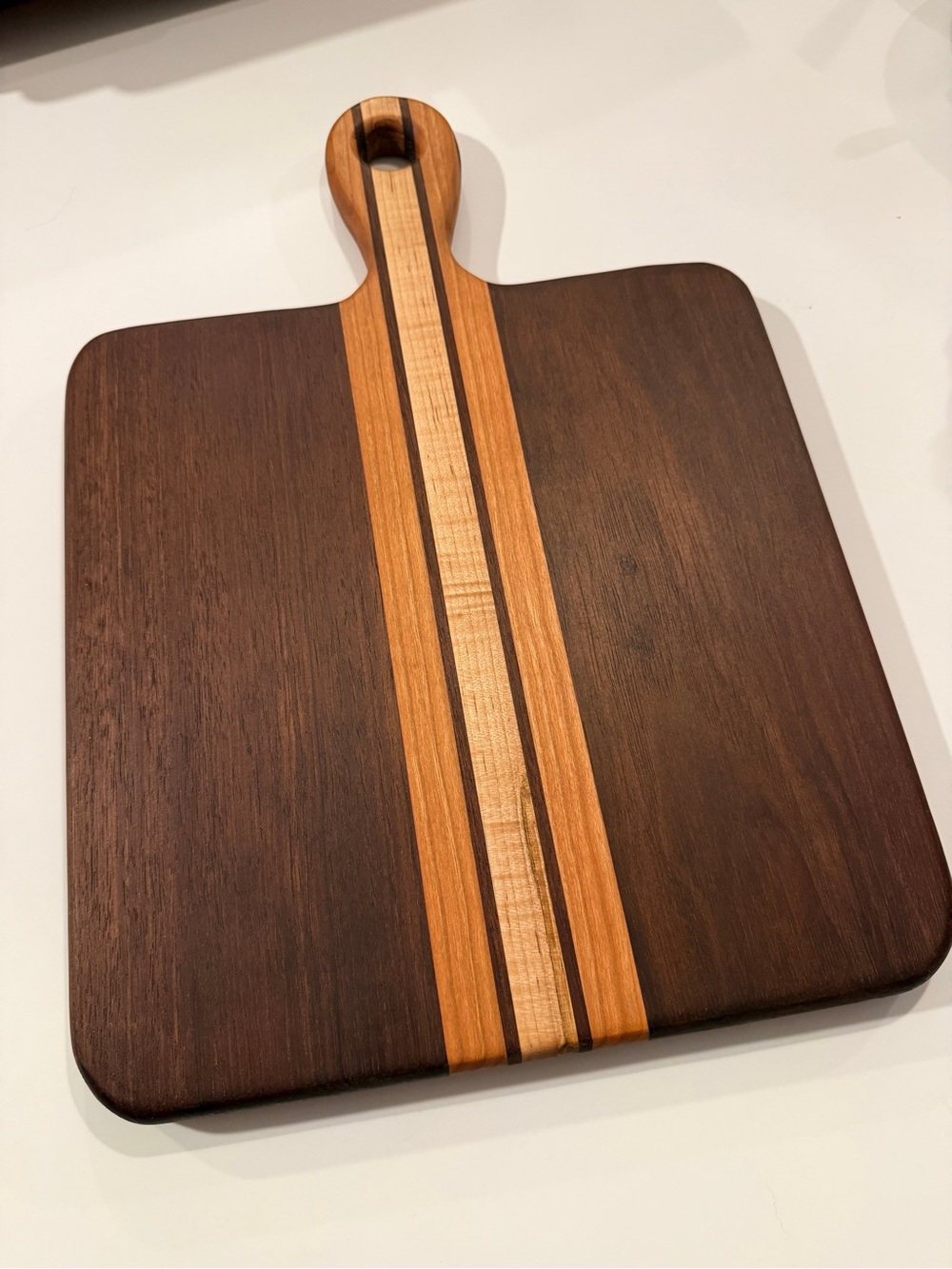 NEW Handcrafted Dark Brown & Natural Wood Striped Serving Board